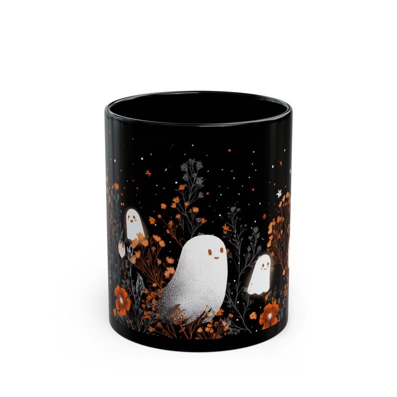 Cute Ghost Mug, Spooky Stars Night Sky Coffee Cup image 7