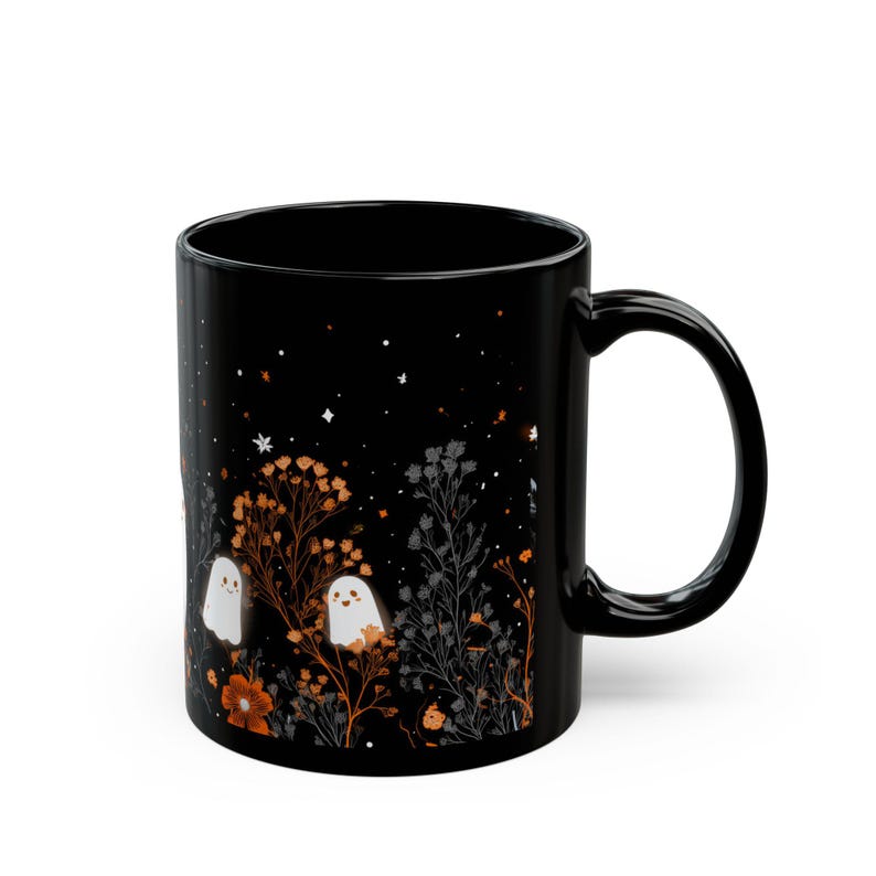 Cute Ghost Mug, Spooky Stars Night Sky Coffee Cup image 8