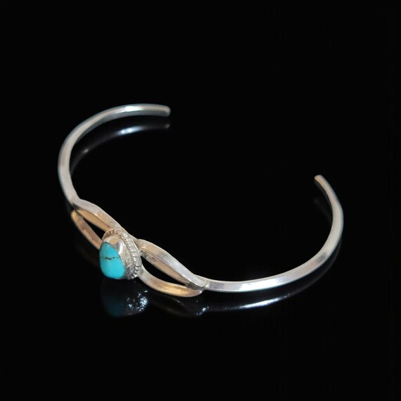 Modern Split Silver Turquoise Cuff | Sterling Sil… - image 3