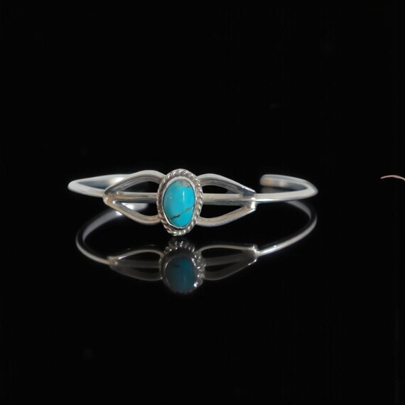 Modern Split Silver Turquoise Cuff | Sterling Sil… - image 2