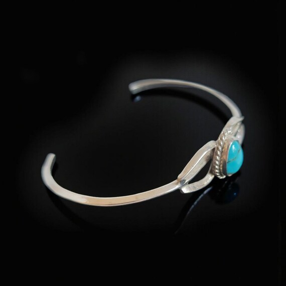 Modern Split Silver Turquoise Cuff | Sterling Sil… - image 4