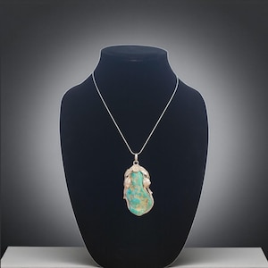 Silver and Turquoise Necklace | Sterling Silver Pendant | Natural Turquoise Stone
