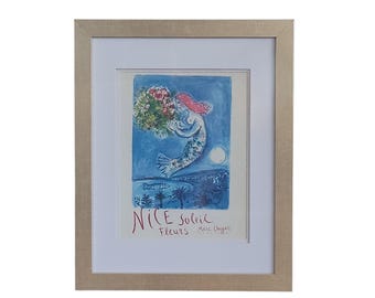 Marc Chagall "Nice Soleil Fleurs" Bookplate Lithograph | Vintage Print from Bass Museum Estate