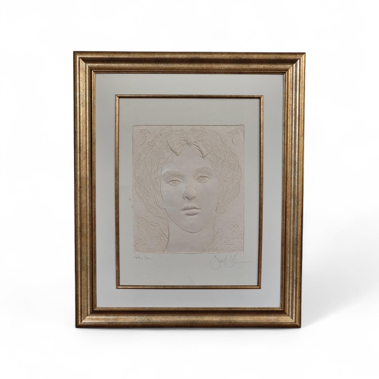 Frank Gallo "The Bow" Cast Paper Relief Sculpture - Signed, Gold Frame
