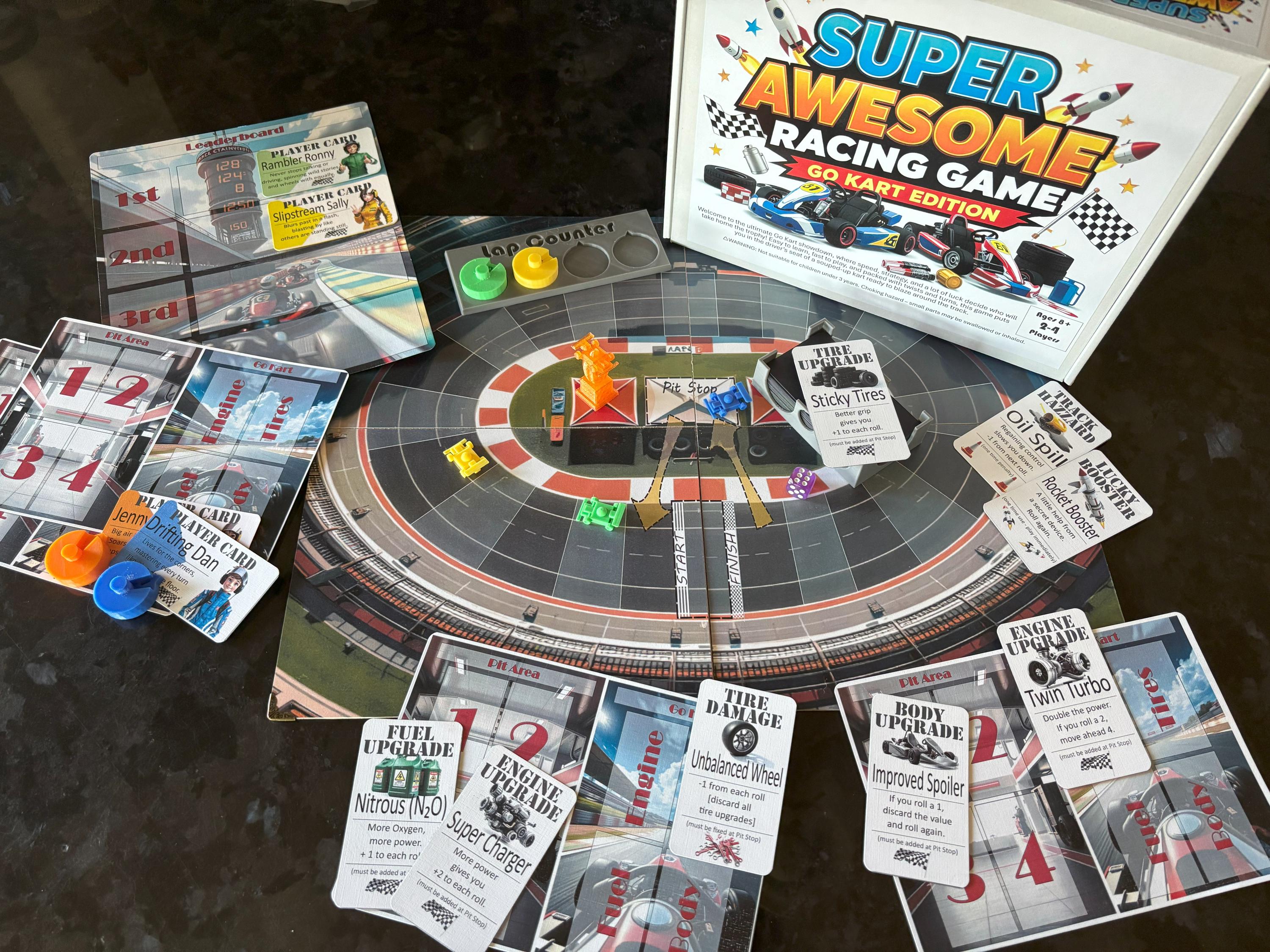 Go Kart Racing Board Game - Family Game Night - Super Awesome Racing ...