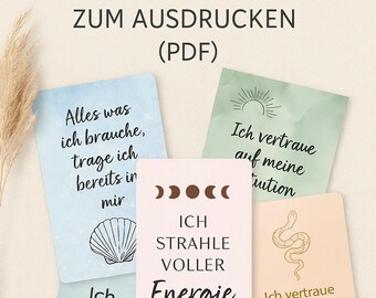 Affirmation cards to print – 20 spiritual sayings for mindfulness, self-love & positive energy (PDF)