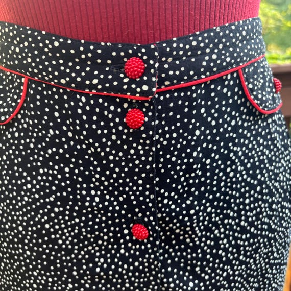 Vintage 1990s Art to Wear Polka Dot Skirt: Raspbe… - image 6
