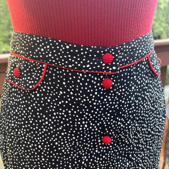 Vintage 1990s Art to Wear Polka Dot Skirt: Raspbe… - image 3
