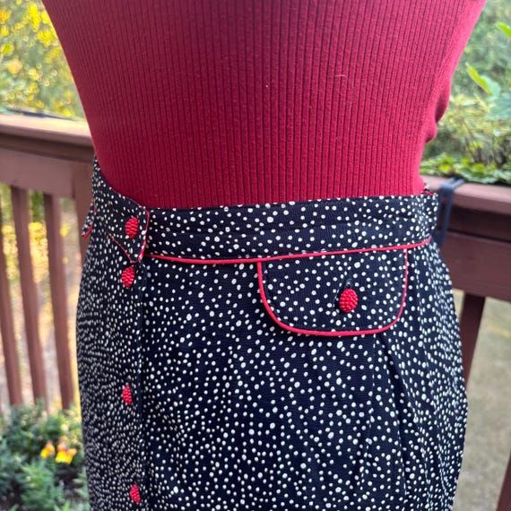 Vintage 1990s Art to Wear Polka Dot Skirt: Raspbe… - image 4
