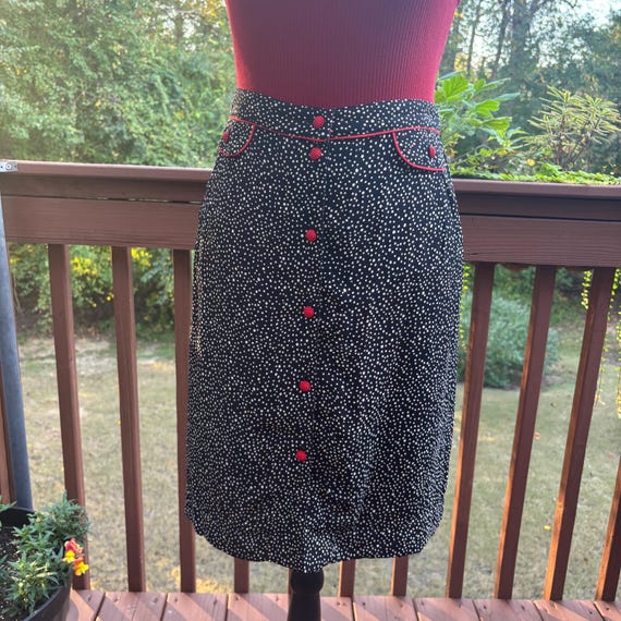 Vintage 1990s Art to Wear Polka Dot Skirt: Raspbe… - image 2