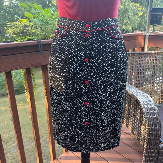 Vintage 1990s Art to Wear Polka Dot Skirt: Raspbe… - image 8
