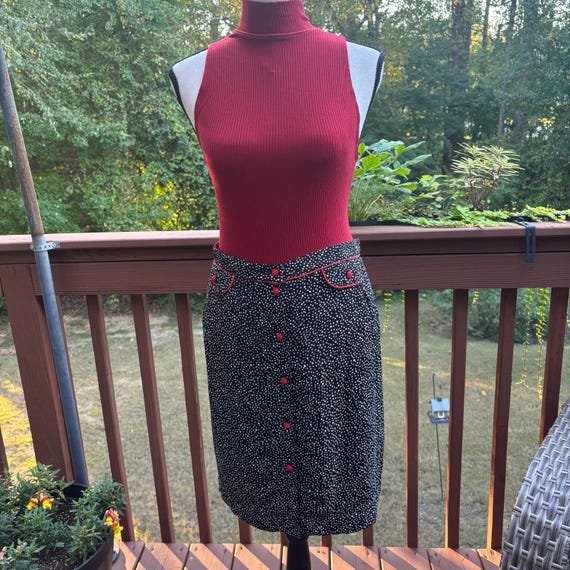 Vintage 1990s Art to Wear Polka Dot Skirt: Raspbe… - image 9