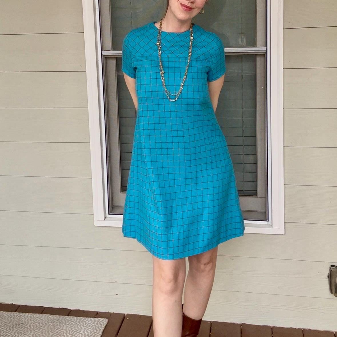 Turquoise and Brown Dress - Etsy