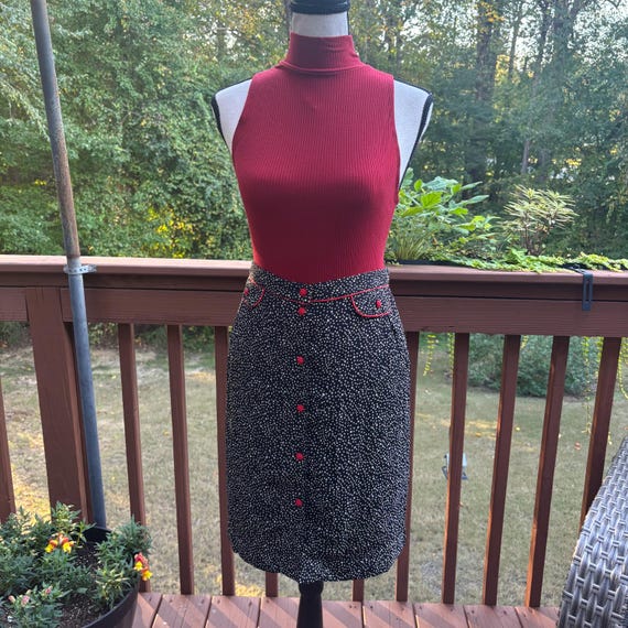 Vintage 1990s Art to Wear Polka Dot Skirt: Raspbe… - image 1