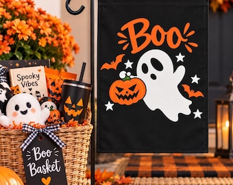 Boo Basket Flag Halloween Garden Flag You've Been Booed Basket Stuffer for Neighbors Teachers Coworkers Custom Name Holiday Decor for Her