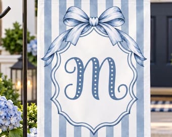 Custom Name Garden Flag with Stripes Monogram Yard Sign Personalized New Home Owners Gift Stripe Banner Patio Garden Decor Housewarming Idea