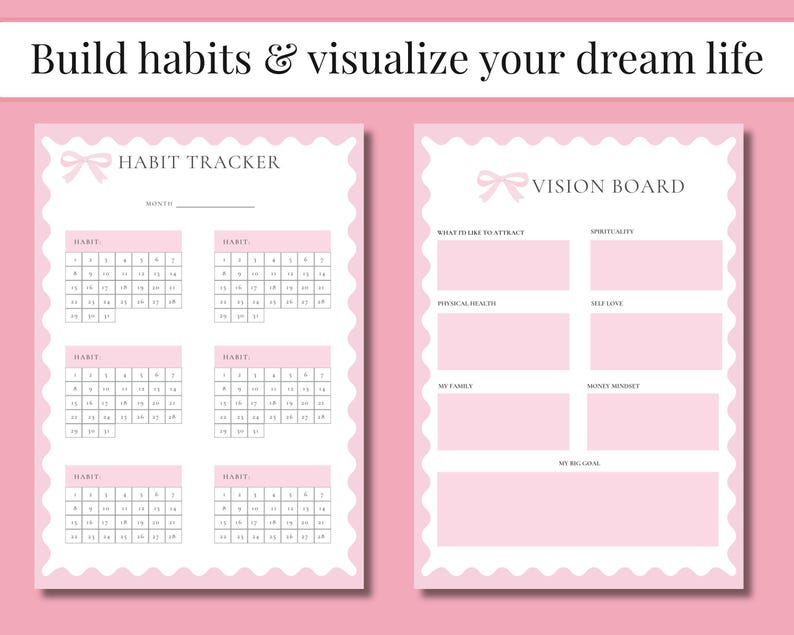 Pink Coquette Bow Planner Printable Bundle Daily, Weekly, Monthly ...