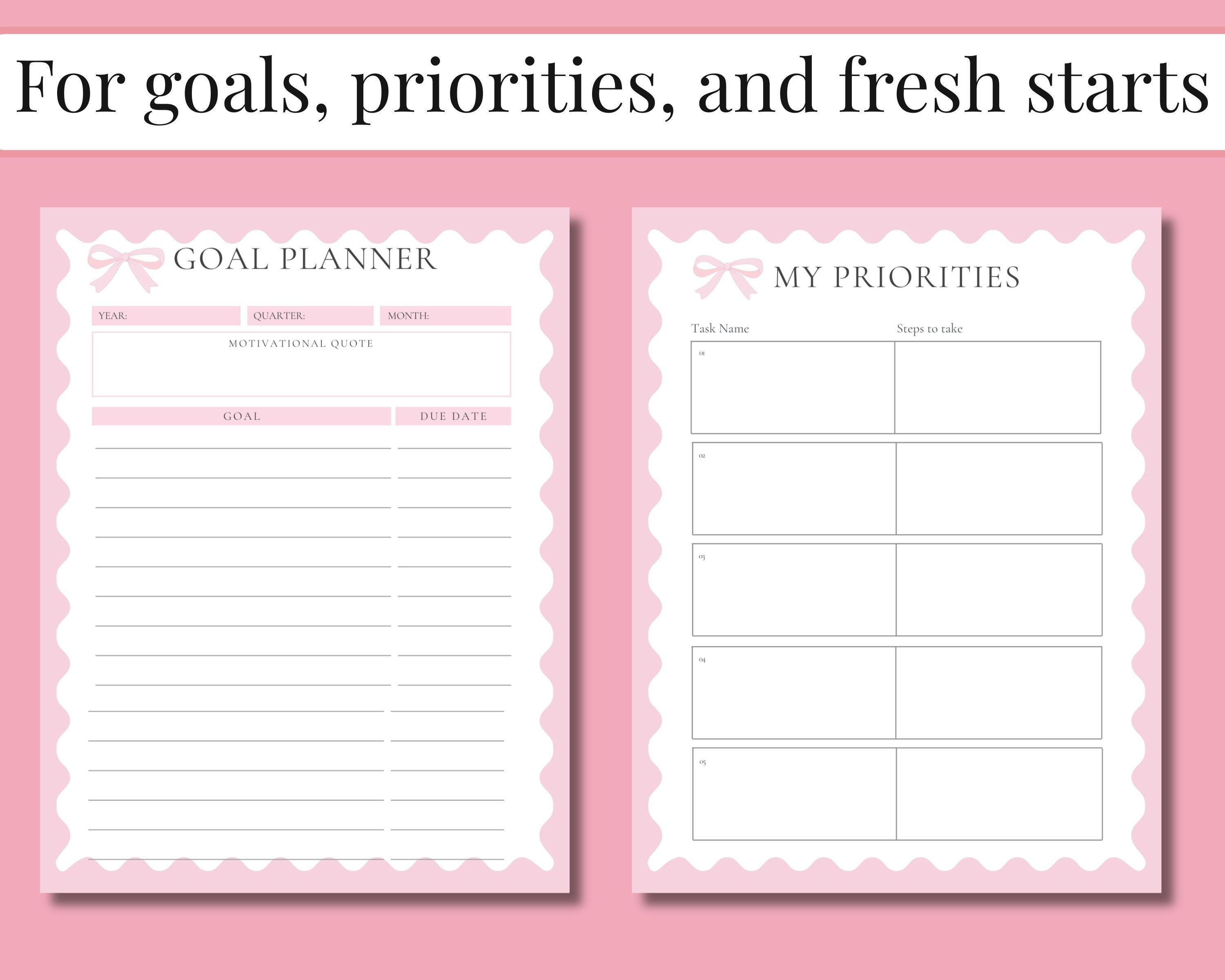 Pink Coquette Bow Planner Printable Bundle Daily, Weekly, Monthly ...