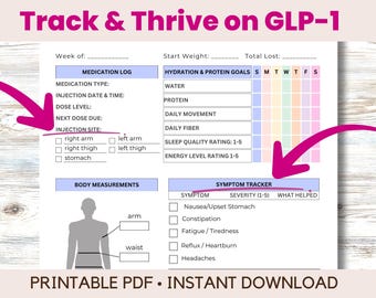 semaglutide tracking sheet Semaglutide Weight Loss Tracker Printable | GLP-1 Progress Journal | Wegovy  & Ozempic Log Sheet