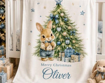 Personalized Christmas Blanket for Boy Gift from Grandparent for Baby Shower Gift Custom Name Keepsake Throw Kids Holiday Present