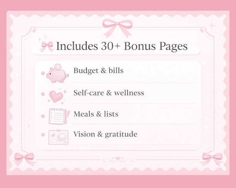 Pink Coquette Bow Planner Printable Bundle Daily, Weekly, Monthly ...