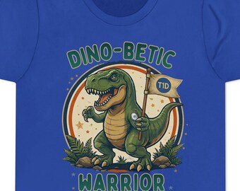 Dinosaur Shirt Juvenile Diabetes Kids Type 1 Tee for Boy Dino Gift T-Rex Funny Diabetic Awareness Gift T1D Support TShirt Warrior Birthday