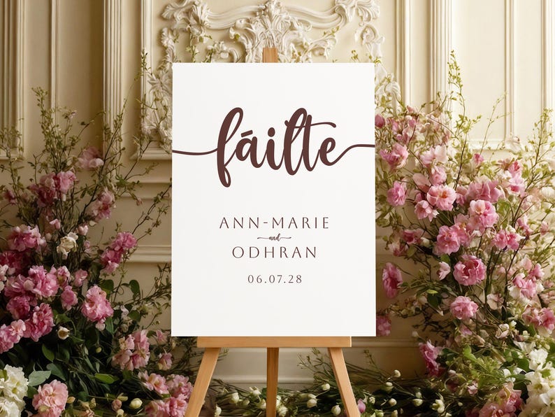 Irish Fáilte Wedding Welcome Sign: Custom Names & Date (digital ...