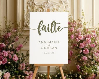 Irish Fáilte Wedding Welcome Sign: Custom Modern Printable (Digital Download, A1 Size)
