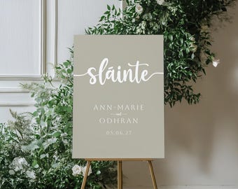 Sláinte Irish Wedding-bord: steengroene receptieposter (digitale download, pdf- en JPG-formaat A1)