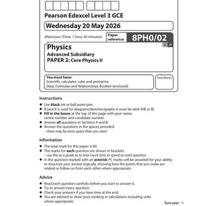 EDEXCEL 2026 (8PH0/02) AS i fysik —