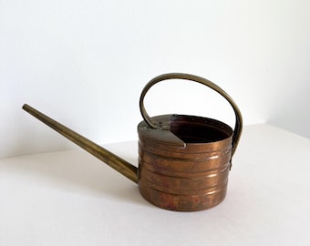 "Antique Chase Kupfer & Messing ""Sonnenschein"" Gießkanne | Art Deco Mini Gießkanne | Mid Century Kupfer Dekor