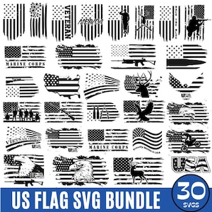 American Flag, We The People Right Constitution Veteran Army SVG Bundle, Distressed Flag, Patriotic Flag, 30 files svg png