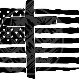 SVG - Distressed American Flag with Cross - Christian Cross - Jesus Christ - Digital Download - Cutting File