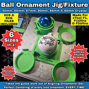 xTool F1 & F1 Ultra/F2 Ultra Multi Size Glass Ball Ornament Engraving Jig/Fixture 6-in-1 SET