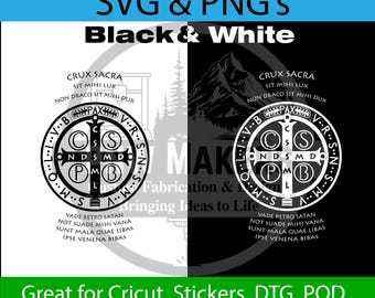 Saint Benedict Medal SVG PNG | Crux Sacra Sit Mihi Lux | Vade Retro Satan Design | Christian Talisman SVG for Cricut & Laser Engraving