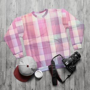 Felpa a quadri pastello / Motivo a quadri sfumati rosa e viola