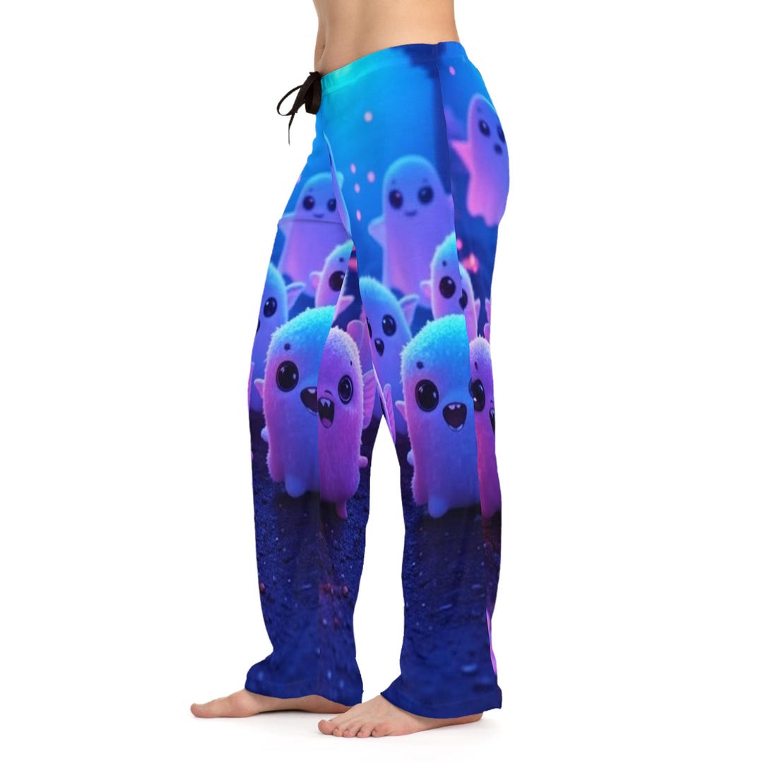 Ghost Sleep Robe Cute Ghosts Women's Pajama Pants, Cozy Sleepwear, Fun Loungewear ...