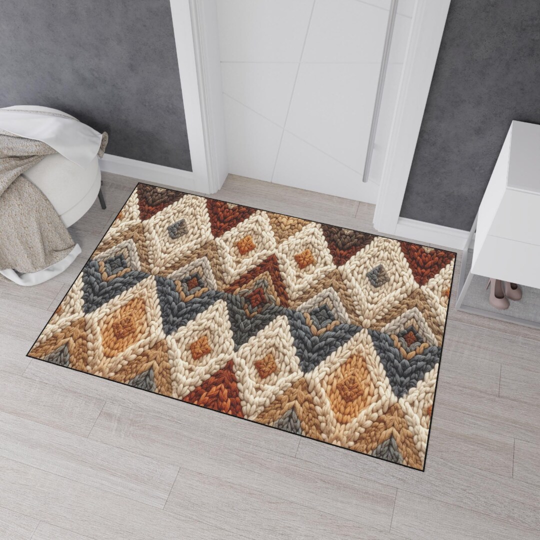 Aztec Entry Rug Aztec Knit Pattern Heavy Duty Floor Mat | Southwestern Rustic Entry Rug ...