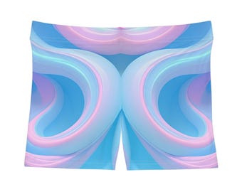 Pastel Swirl Heart Shorts | Blue Pink Abstract All-Over Print