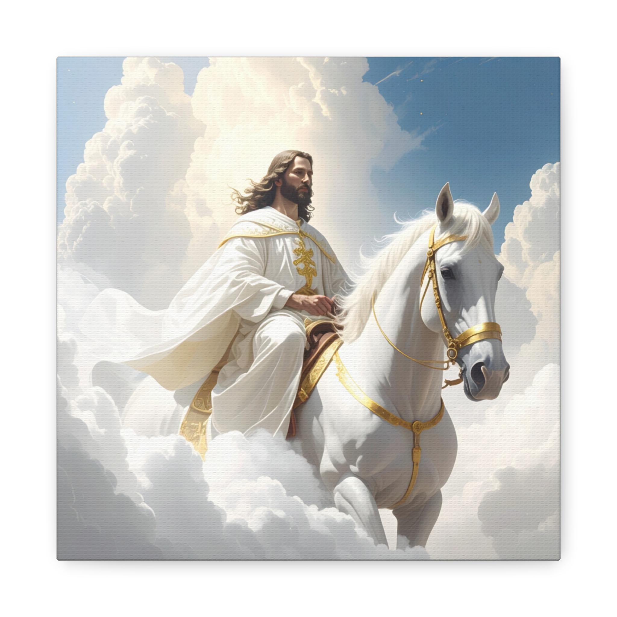 Jesus on White Horse Canvas | Matte Stretched Wall Art - Etsy Israel