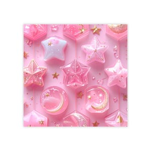 Pink Star and Moon Pattern Post-it Note Pads | Kawaii Celestial Sticky Notes