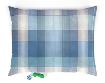 Cuccia per animali domestici a quadri blu / Cuscino per cani a quadri morbidi