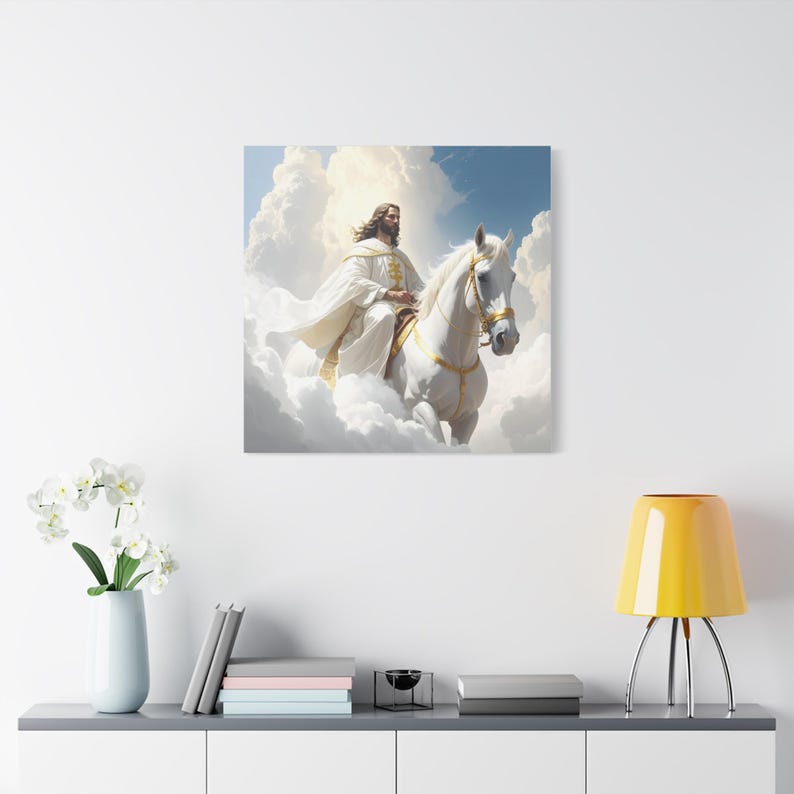Jesus on White Horse Canvas | Matte Stretched Wall Art - Etsy