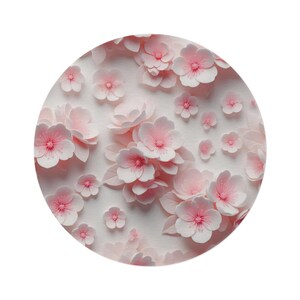 Floral Round Rug – Soft Pink Blossom, Chenille Accent Carpet