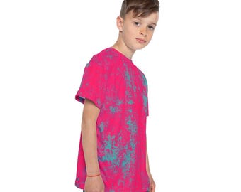 Rosa Teal Grunge Texture Kinder Jersey | Allover-Druck