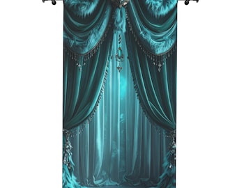 Cortina de terciopelo color turquesa para escenario / Cortina para ventana / Panel de cortinaje teatral