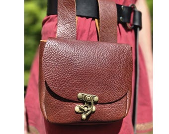 Handmade Leather Renaissance Belt Bag: Convertible Thigh or Waist Pouch