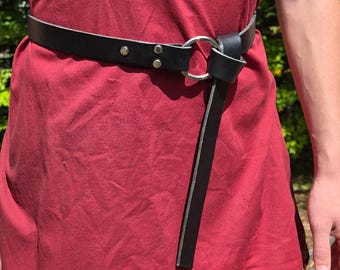 Handcrafted Leather Ring Belt: Medieval Renaissance Cosplay - Black or Brown