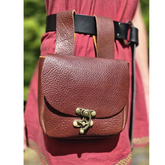Handmade Leather Renaissance Belt Bag: Convertible Thigh or Waist Pouch