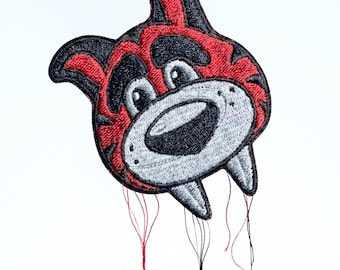 Buffalo Sabretooth Red Black Mascot Patch Iron Design Embroidered Sports Applique Hockey Team Fan Gear Jacket Decoration Clothing Logo Gear